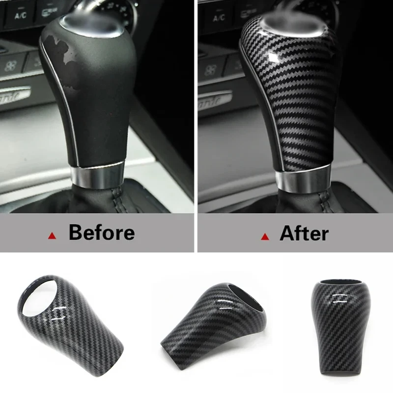 For Mercedes-Benz A G E C Class GLK CLS 2004-12 W169 W212 W204 X204 C219 Car Gear Shift Knob Head P R N D Trim ABS Carbon Cover