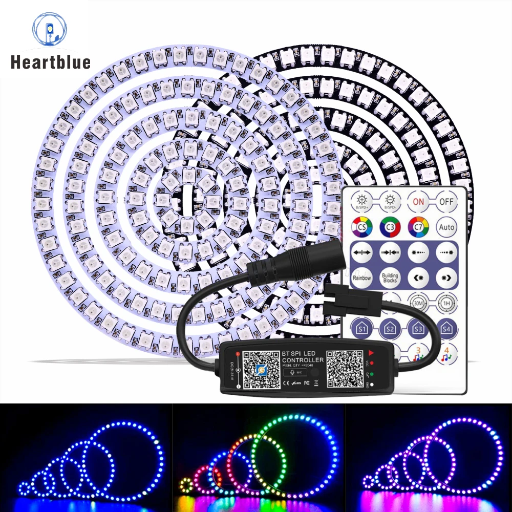 

USB 28Keys With Led Ring 5050 WS2812B 2.4G Bluetooth Music Controller KitBuiIt-in Individually Addressable 8/16/24/35/45 Pixels