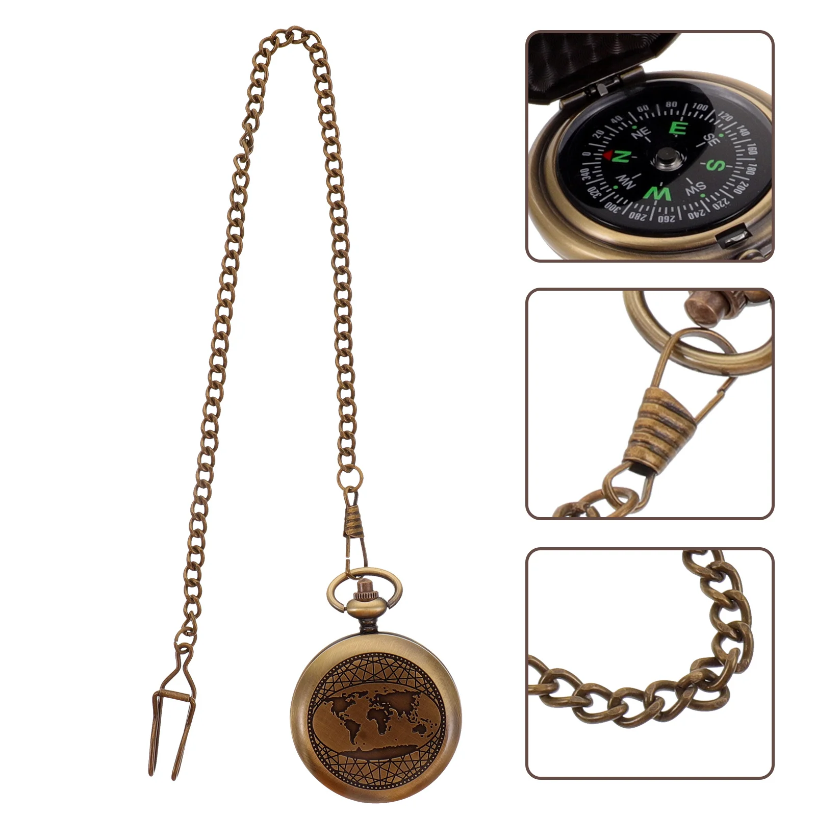 

Pocket Watch Style Retro Metal Flip- Tool For Hiking Camping Outdoor Adventure Portable Belt Clip Pocket