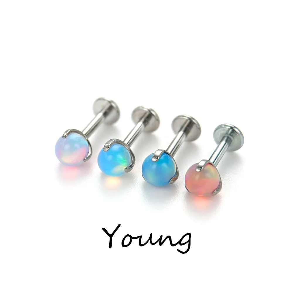 F136 Titanium Alloy Nebula Aobao Ear Studs/Lip Nails/Tongue Nails, 0.9/1.2Threaded Teeth Skin-Friendly Piercing Jewelry