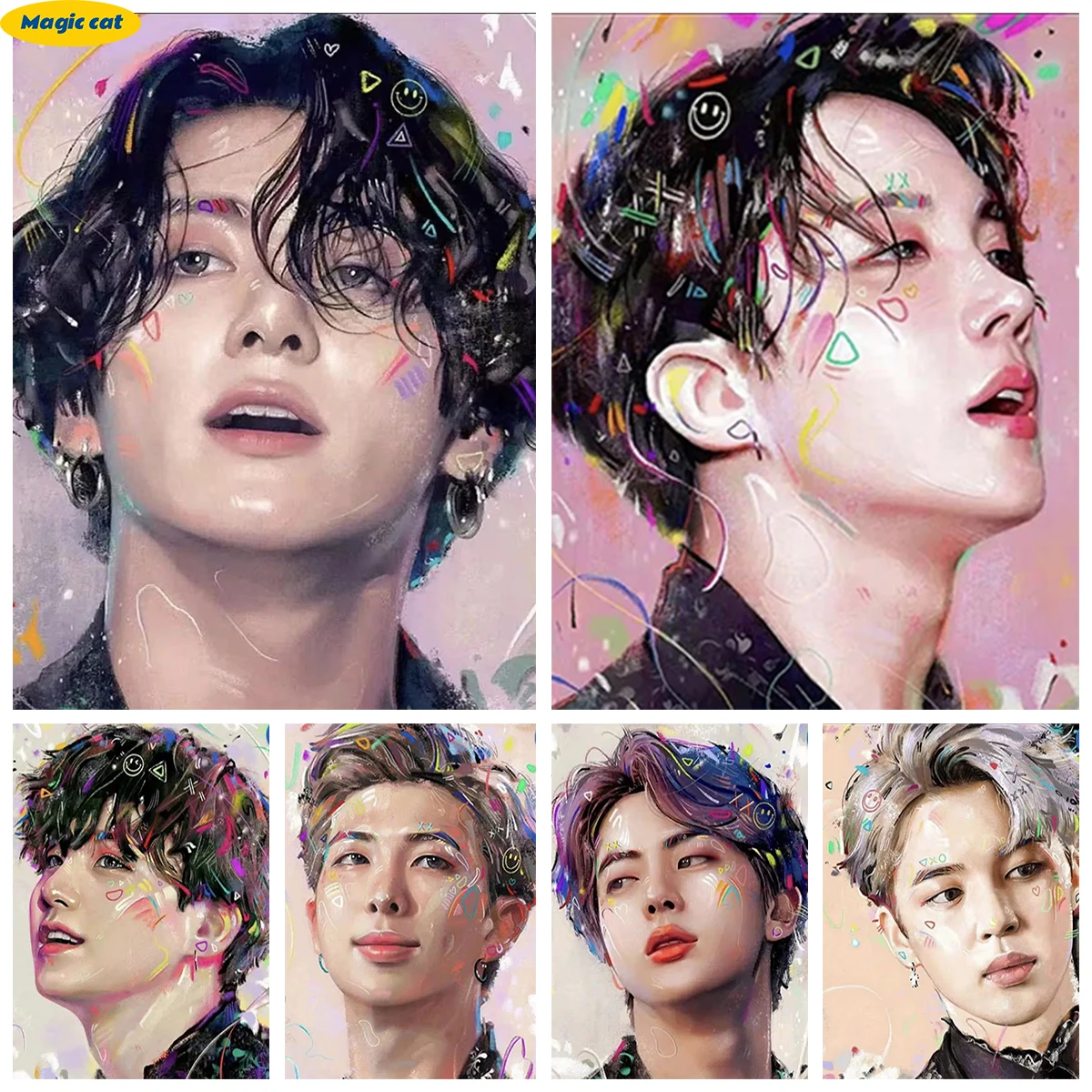 

Kpop Boy Band DIY Diamond Painting Kit Handmade Star Poster 5D Diamond Cross Stitch Embroidery Handicraft Gift Room Wall Decor