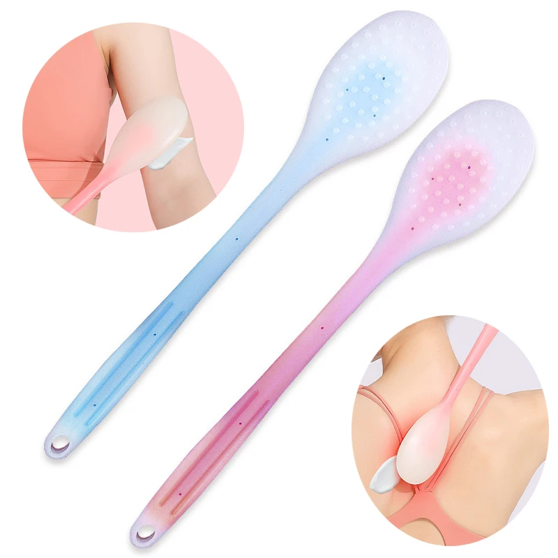 Multi-Function Lotion Sunscreen Ointment Applicator Silicone Long Handle Body Cleaner Shower Brush Sunscreen Back Applicator