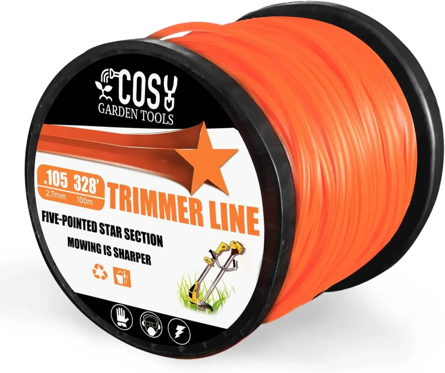 Diameter 2.7mm100m String Trimmer Line Commercial Grade Orange Pentagon Weed Eater String Premium Nylon Universal Garden tools