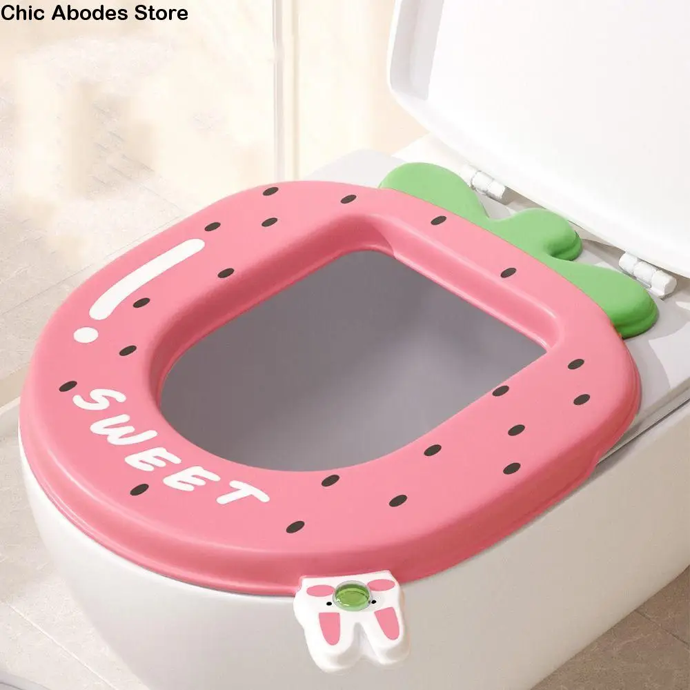 

Утолщенный коврик для унитаза для ароматерапии, дизайн клубники, четыре сезона, чехол для унитаза из ЭВА, мягкий мультяшный водонепроницаемый коврик для унитаза