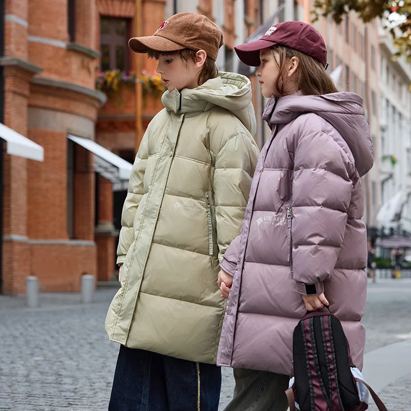 

Children Girls Down Jacket 2025 Winter Hooded Thick Warm Long Teenager Girl Down Jacket Coat Korean 6-14Y Kids Girls Outerwear
