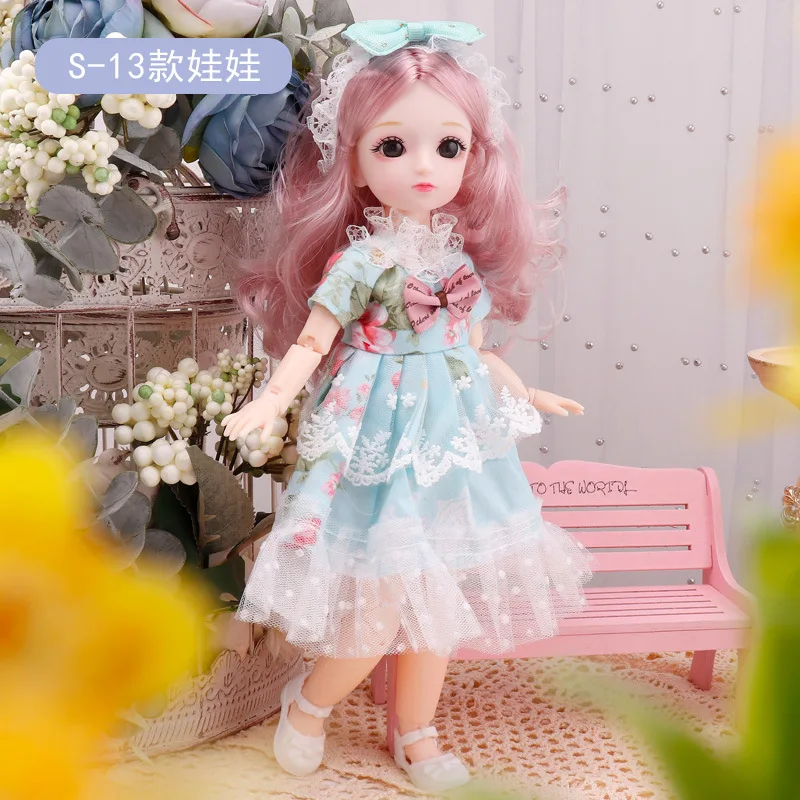 

30cm Cute Girls Babi Princess Doll DIY Dress Up Toys 1/6 BJD Doll 3D Real Eyes 23 Joints Doll Kids Play House Toy Birthday Gift
