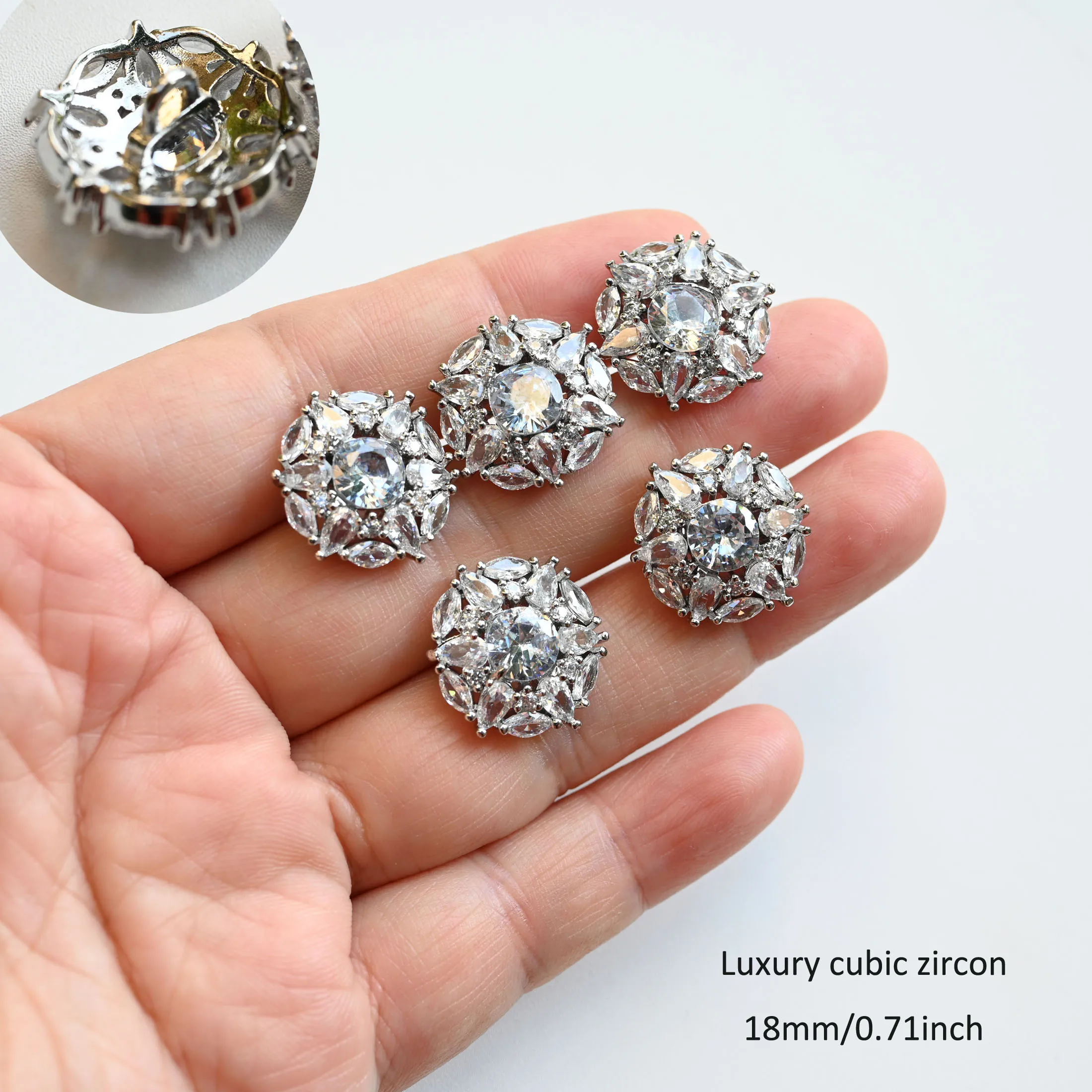 

5 шт. роскошных пуговиц с кристаллами и стразами, пуговицы из кубического циркония для одежды, рубашек, декоративные пуговицы с цирконием для пришивания к пальто, кардиганам