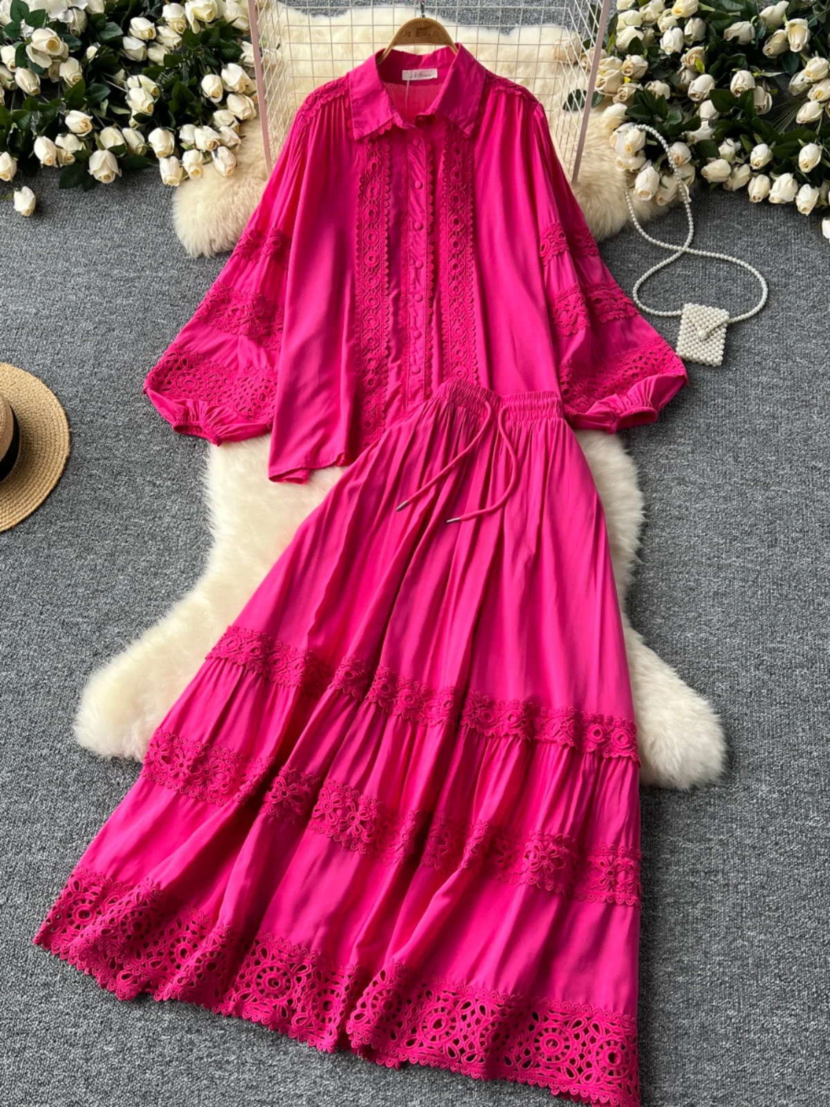 

Антивозрастной кружевной ажурный длинный комплект све, женская утягивающая юбка с высокой талией, модный ансамбль для молодых женщин