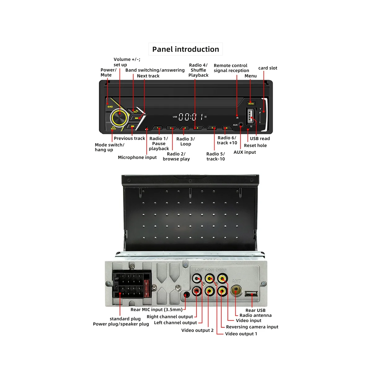 Car Portable Radio Bluetooth MP5 FM the Host 9612W 1Din 7Inch Car Retractable Screen Wireless CarPlay Android