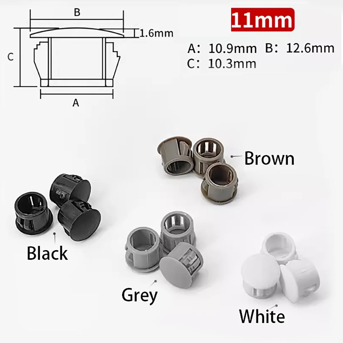 Hole Plugs Nylon Plastics, Insert End Caps, ilhós, Tubo de móveis, esgrima, branco, preto, cinza, marrom, 8mm, 9mm, 10mm, 11mm, 12mm, 13 milímetros, 14 milímetros, 15 milímetros