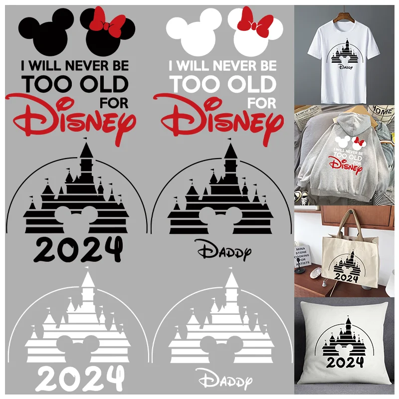 Disney Cartoon Black Castle Mickey Mouse Heat-Adhesive Patches For Clothes DIY Printed transfers stickers for clothing Pattern