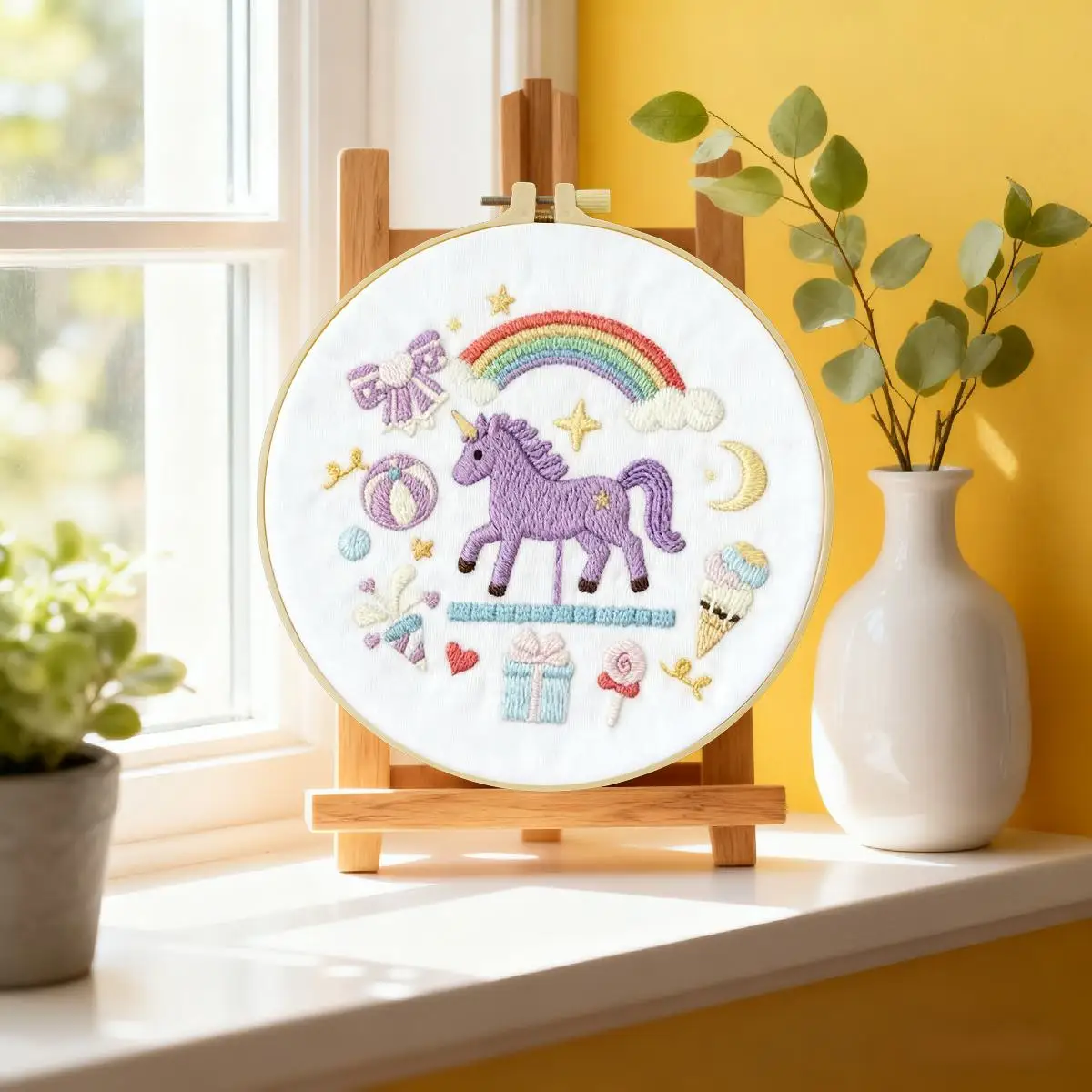 1 Stück 20X20CM/15X15CM 7,87/6,3 Zoll Tier - Pferd Stickerei Starter-Kit DIY-Kit DIY-Stickerei-Set Handarbeiten Malerei – Detail 1