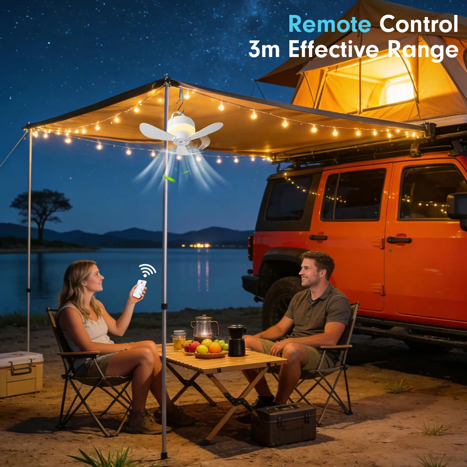 Portable Ceiling Fans 1800mAh Outdoor Camping Fan Tent Ventilator Cooler 5 Speed Breeze & Rechargeable Gazebo Ceiling Fans