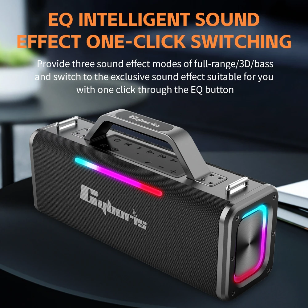 200W high-power wireless karaoke Bluetooth 5.3 speaker RGB atmosphere light emergency charging 6.5mm outdoor convenient speaker