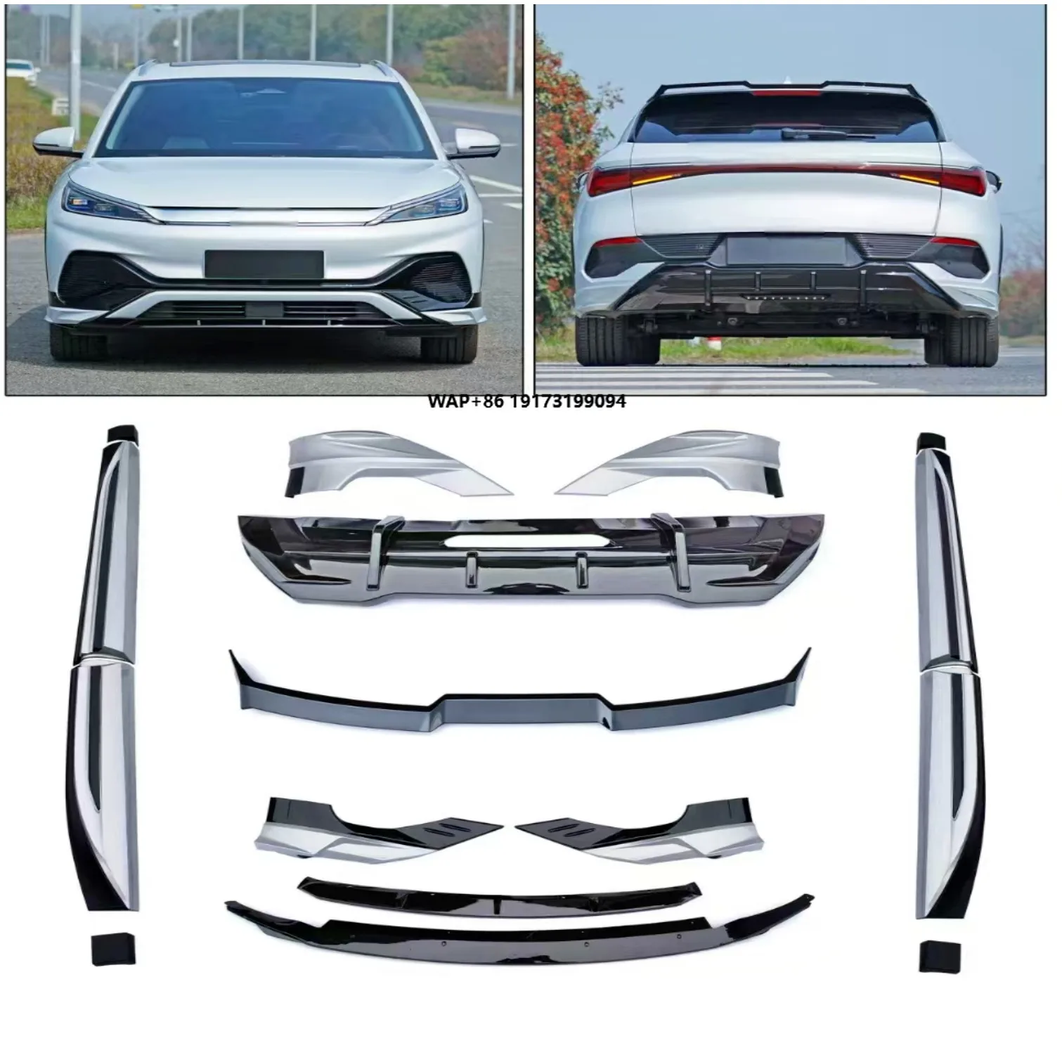 

New Exterior Auto Parts Front Lip Side Skirt Rear Diffuser Tow Hook SUV Upgrade Bumper Bodykit for Atto 3 Yuan Plus