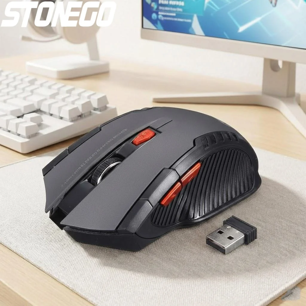 Mouse Gamer Sem Fio 24GHz Recarregável Óptico Ergonômico USB Portátil para PC e Laptop