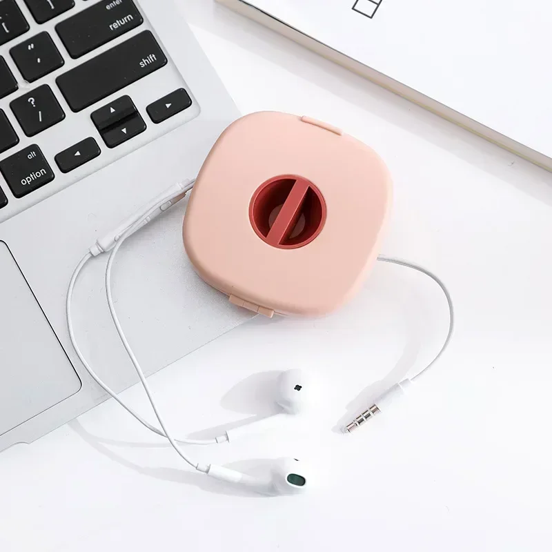 Portable Round USB Cable Winder Small Cable Organizer Rotating Data Cable Organizer Mobile Phone Mobile Charging Cable Winder