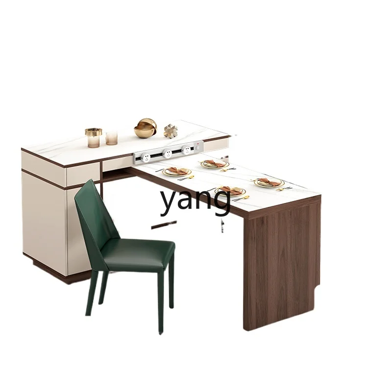 lmm rock slab rotating island table integrated household retractable bar cabinet