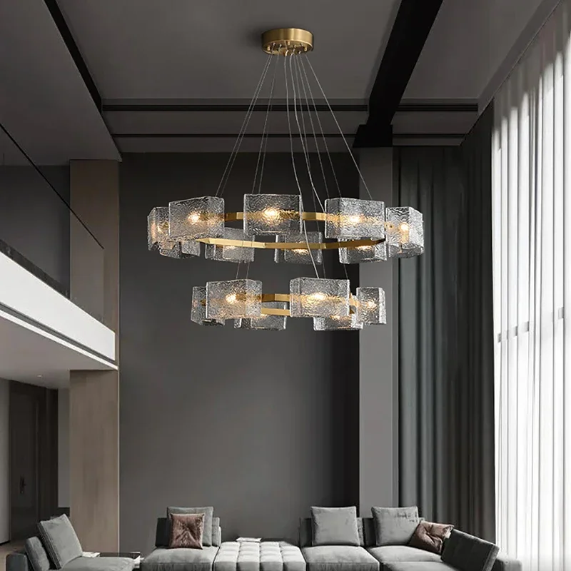 Corrugated Crystal Ceiling Chandeliers Creative Modern LED Pendant Light for Living Room Kitchen Hanging Lamp Home Decor Luster