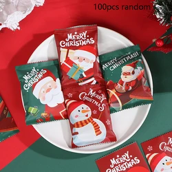 100Pcs 7*10Cm Christmas Hot Seal Bags For Handmade Candy Nougat Biscuit Packaging Christmas New Year Party Decoration