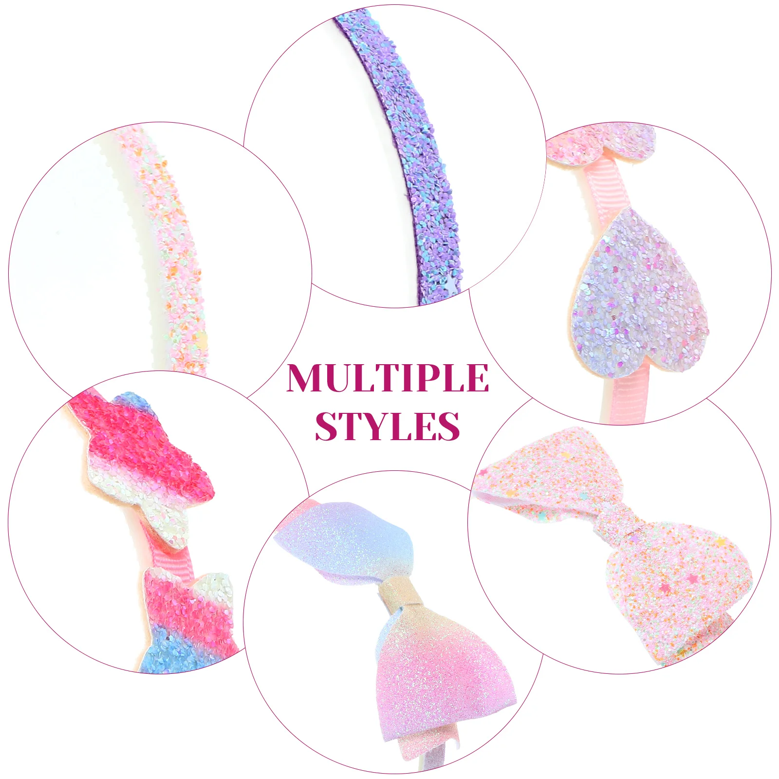 

6pcs Cute Headbands For Girls Sweet Hairbands With Non-Slip Teeth Comfortable Kids Hair Accessories Toddler Headbands Glitter