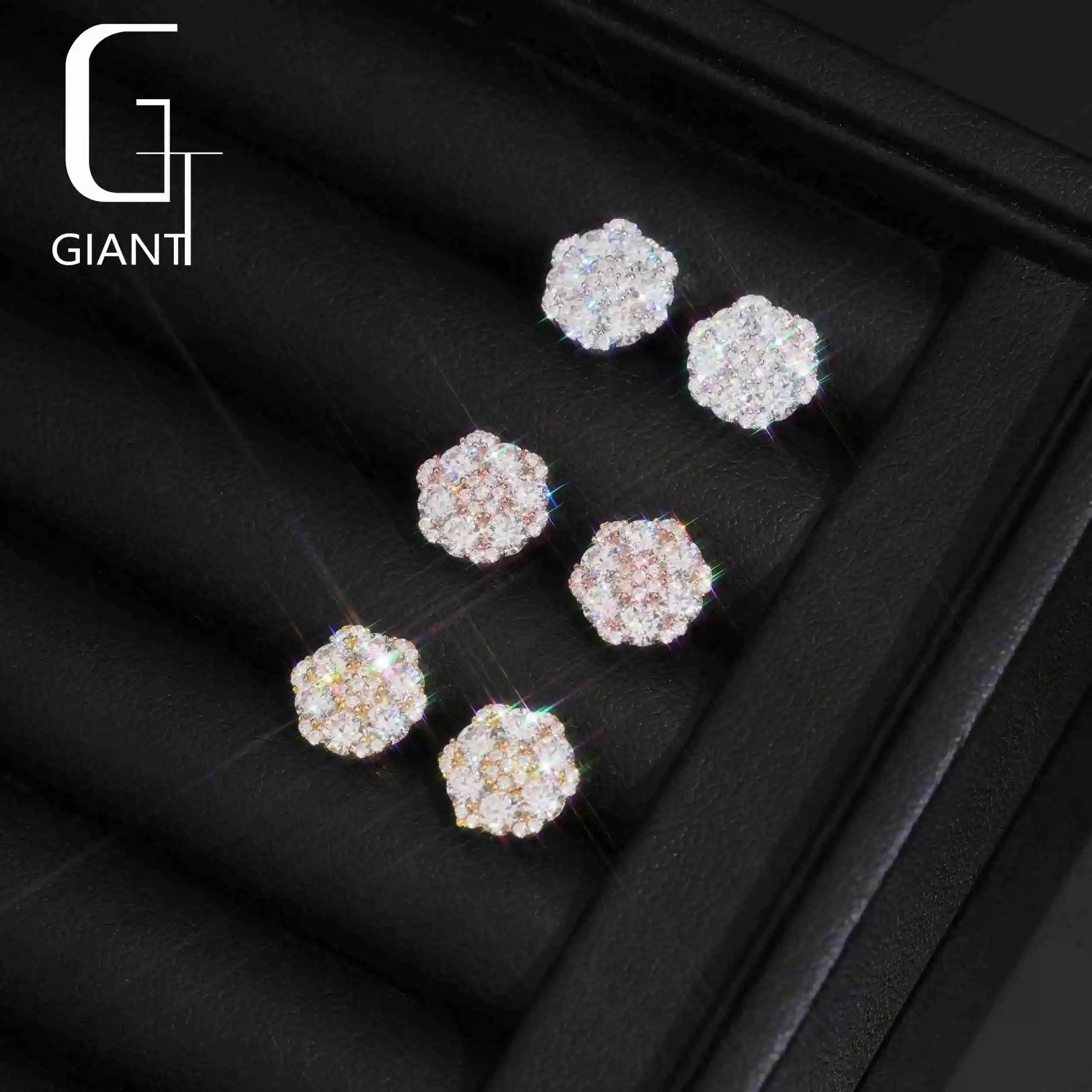Women Fashion Jewelry Cluster Flower Earrings Hip Hop 925 Sterling Silver Moissanite Stud Earrings Pass Diamond Tester