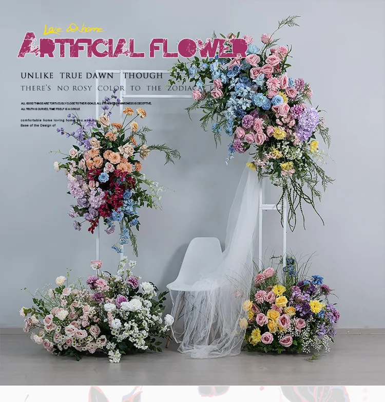 Künstliche Morandi-Farbige Blumenkugel für Hochzeitsbühnen, KT-Board-Hintergrundwand, Blumendekoration, Kunstblumen für Events und Partys, Großhandel – Detail 4