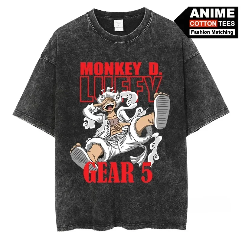 GEAR 5 NIKA Luffy T Shirt Anime ONE PIECE Graphic T-shirt Unisex Streetwear Cotton Vintage Oversized Casual Short Sleeve Tees