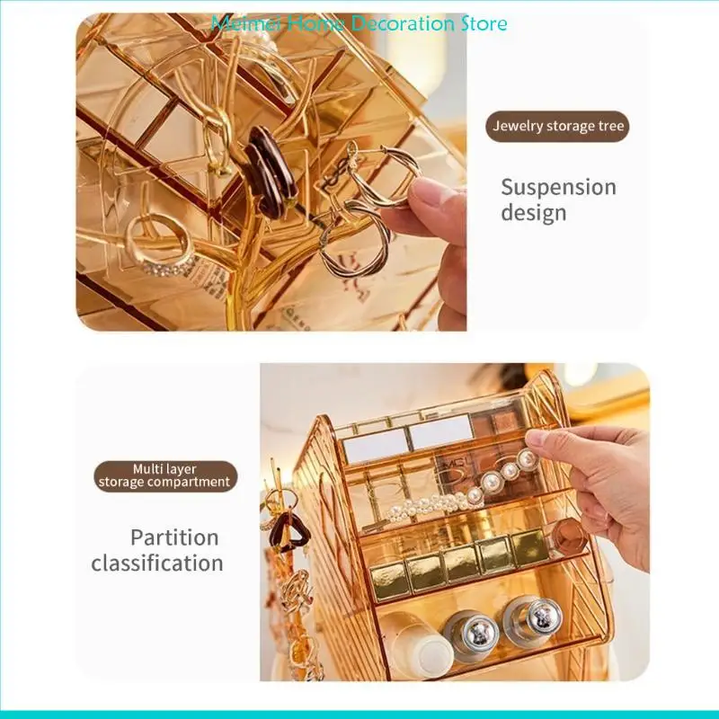 

H7BF 360 Degree Rotating Cosmetic Organizers Elegant Clear Gold Makeup Organizers Stand Holder for Bedroom or Bathroom Use