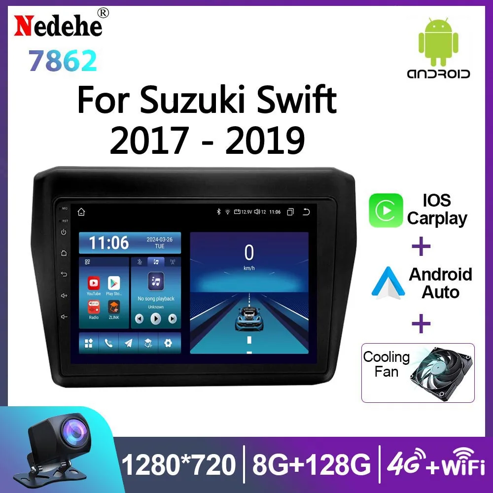 Android 14 Wireless Carplay For Suzuki Swift 2017 2018 2019 Car Radio Stereo Multimedia Video Player Navigation GPS QLED Screen