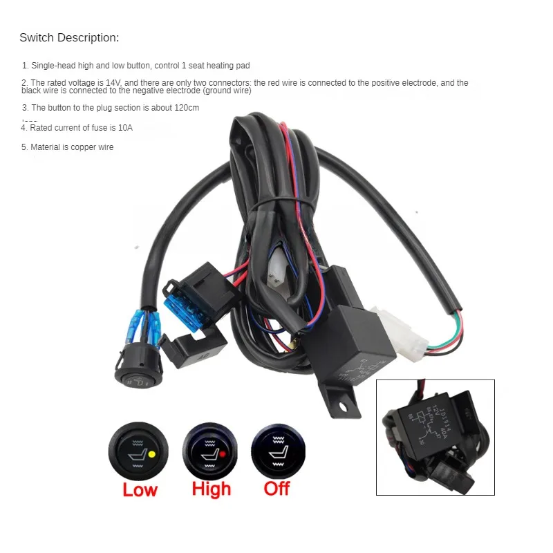 New Universal Built-In Car Seat Heater 12V Alloy Wire Heating Heat Pads 2-Level Dual Round Control Switch System With Harness