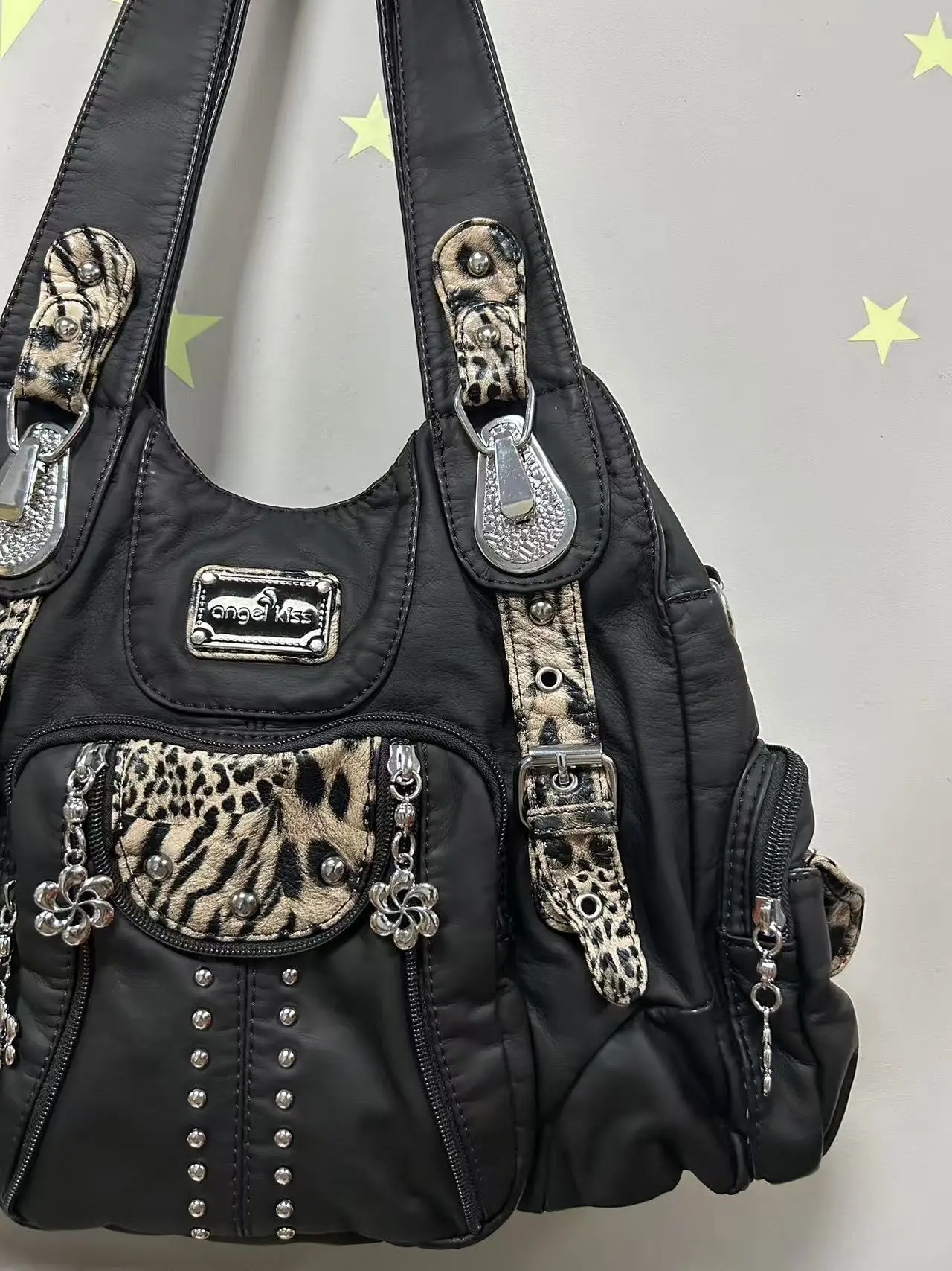 Angel Kiss Sac à Main Femme En Cuir PU - Grand Sac Fourre-Tout à Bandoulière Hobo Chic Et Spacieux
