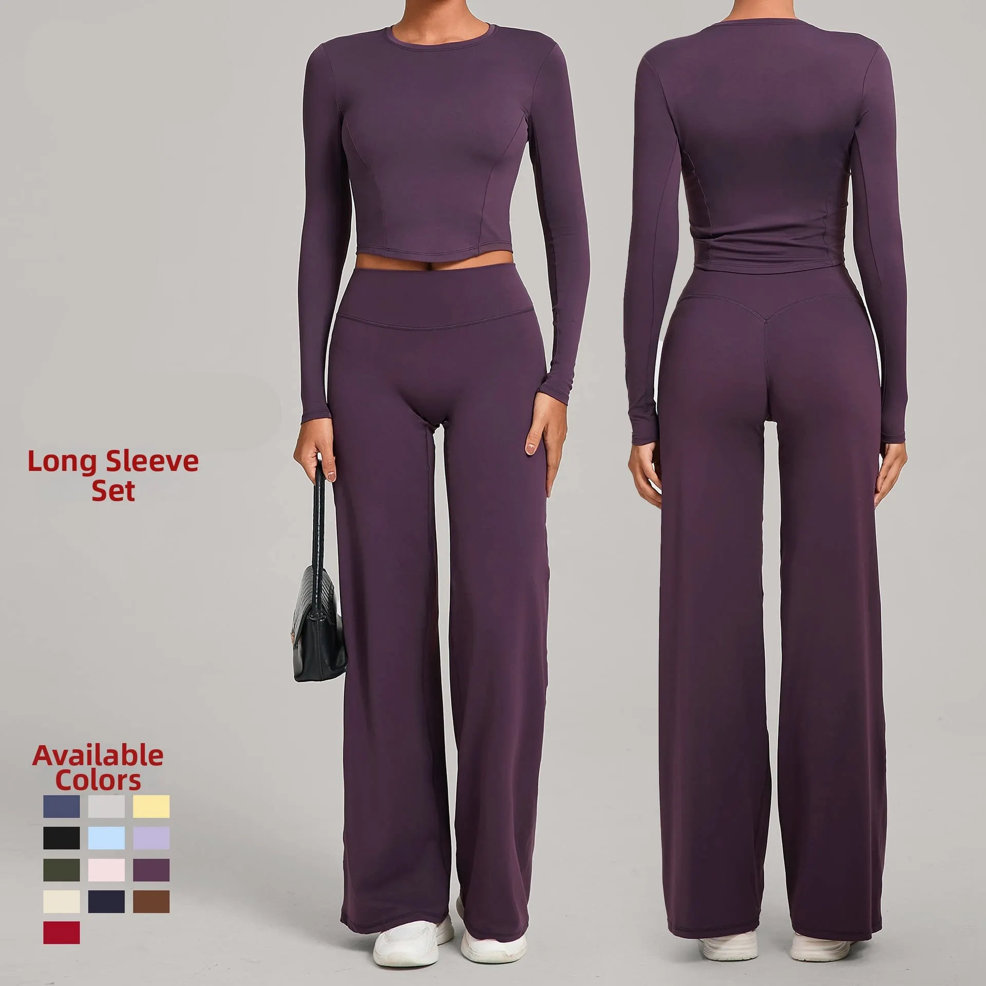Women 2 Pieces Casual Yoga Set Autumn Winter Quick Dry Bare‑Feel Tight Fitness Gym Sports Outfit For Workout Training