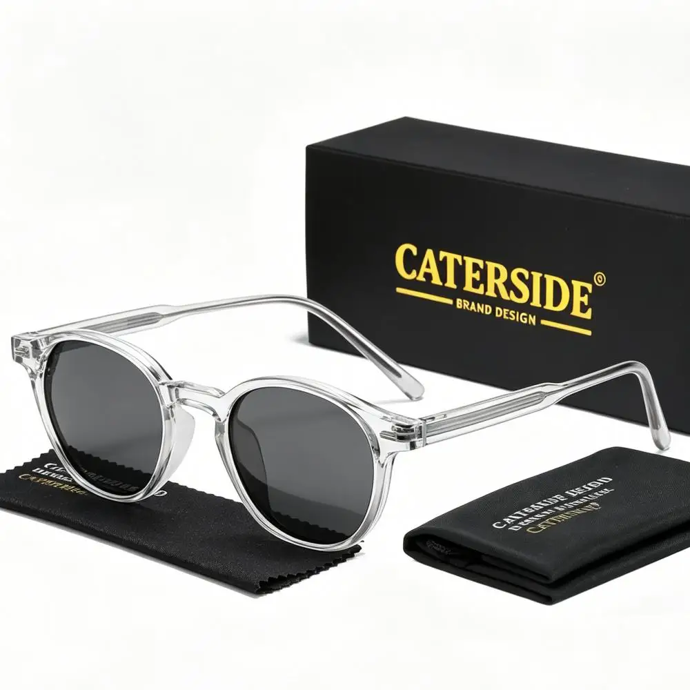 CATERSIDE Vintage Herren-Sonnenbrille mit polarisierten Gläsern, hochwertiger Tr-90-Rundrahmen, dekorative Damenbrille für Outdoor-Fahrten und Reisen – Detail 11