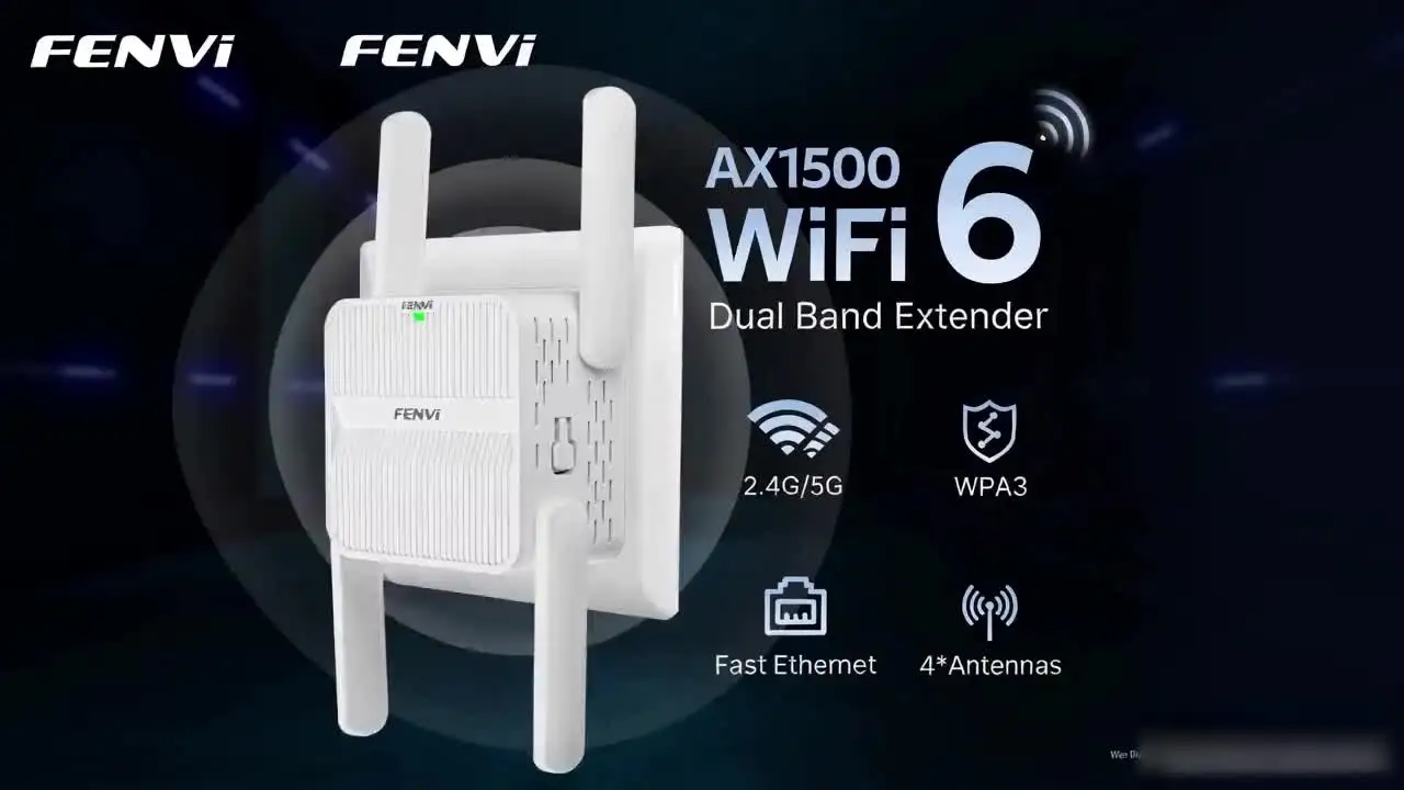 FENVI 5Ghz AX1500 WiFi 6 Repeater Extender Signal Booster Dual Band 2.4G/5GHz Wi-Fi Signal Amplifier Long Range Network Easy Set