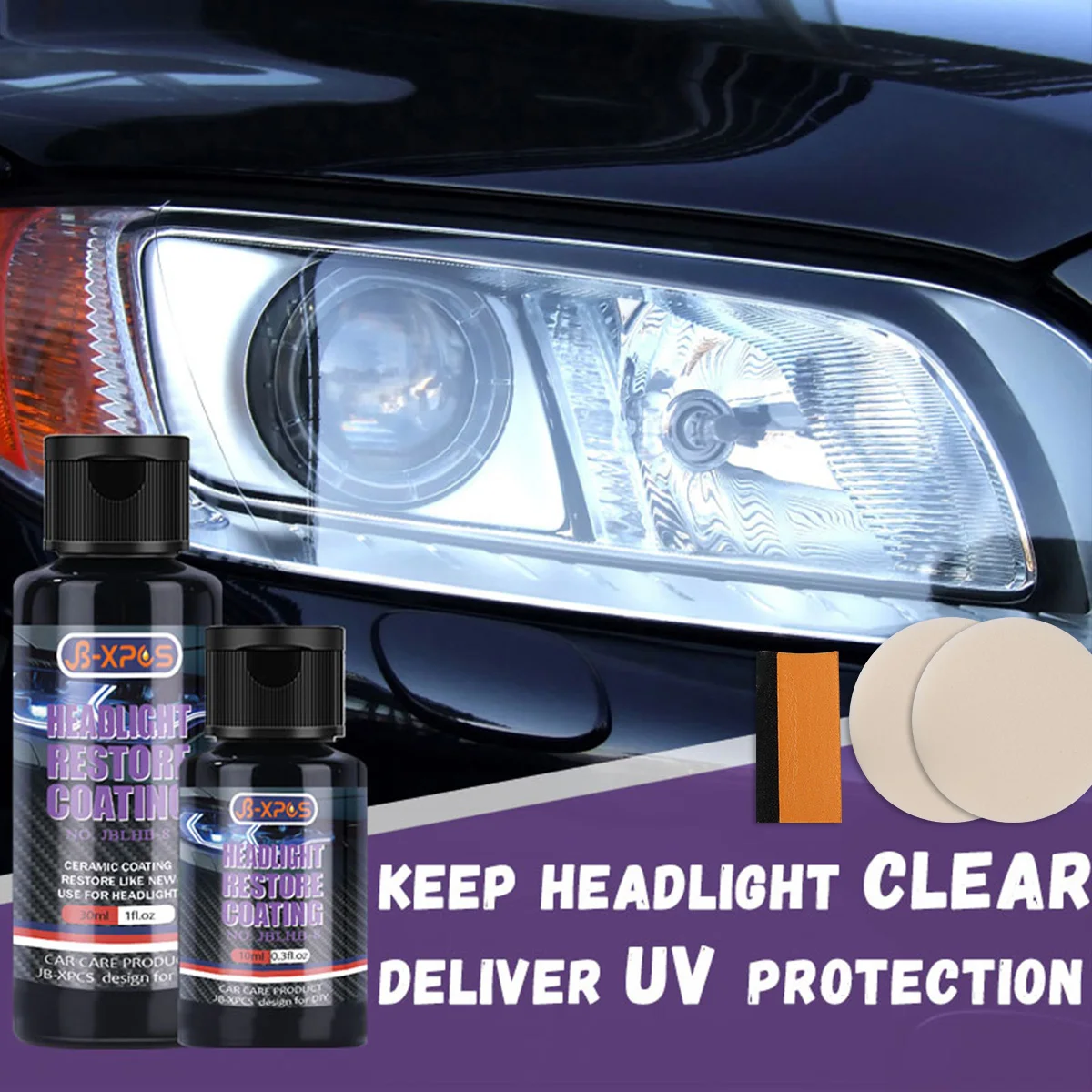 

Car Headlight Restoration Kit Oxidative Yellowing Repair Liquid Polymer Refurbishment Lens Headlight Polishing LHB-8 10ml/30ml