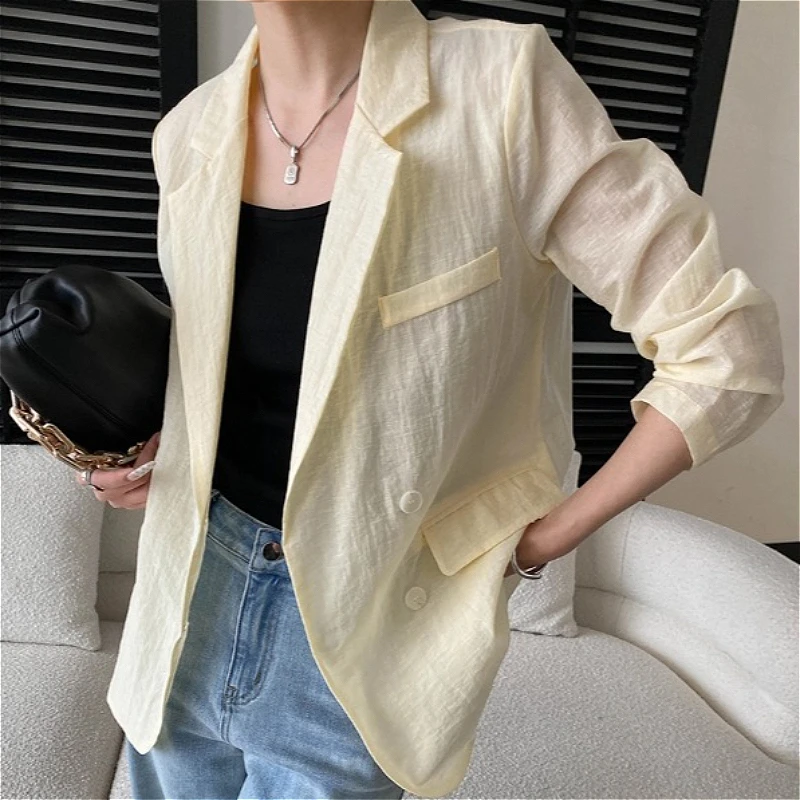 

Women Tailored Coats Solid Jackets Pocket Lapel Collar Long Sleeves Single Breasted None Strech Loose Casual Office 2026 Spring