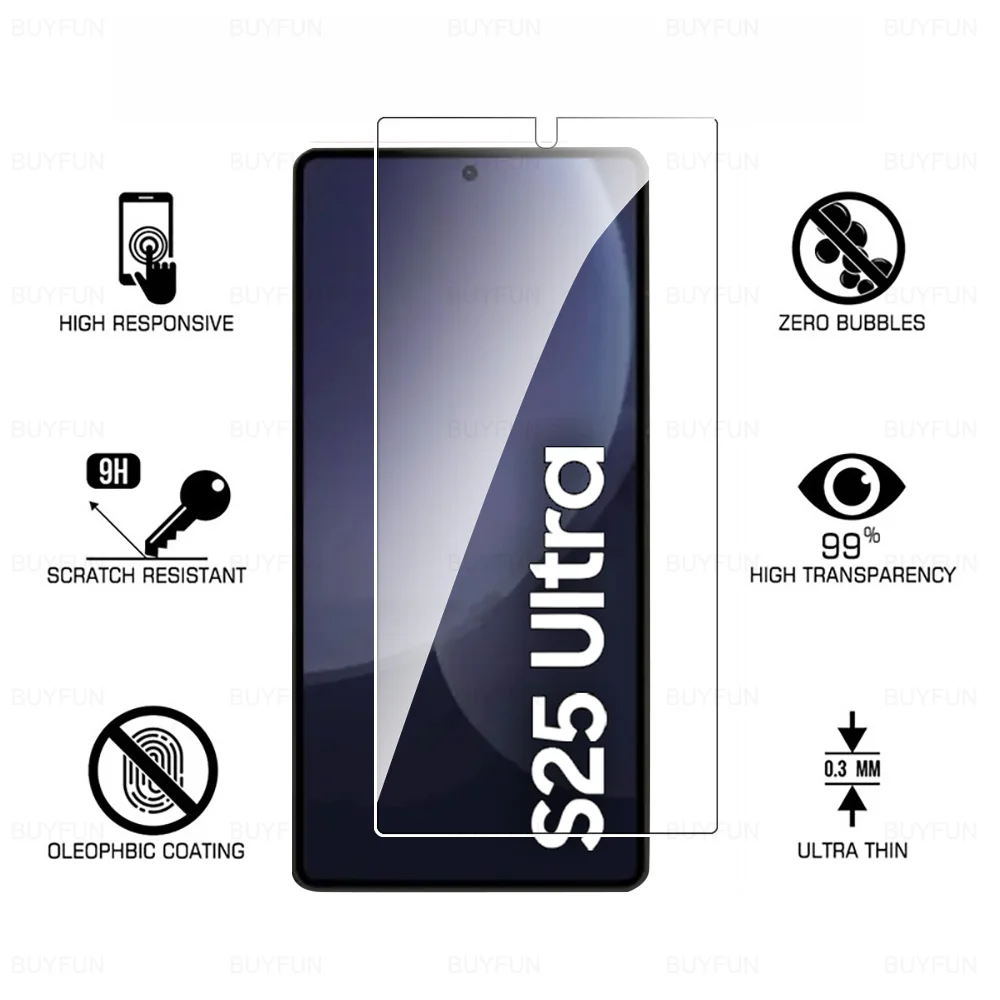 3Pcs Full Cover Glass For Samsung Galaxy S25 Ultra Screen Protector Tempered Glas S24 FE S 24 25 Plus S24FE S24Ultra S25Ultra 5G