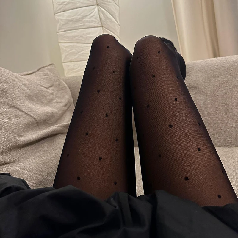 

Kave 1 Pair 80D Dot Tights Women Autumn Fake Translucent Streetwear Stocking High Waist Slim Pantyhose 2024 Y2K Leggings