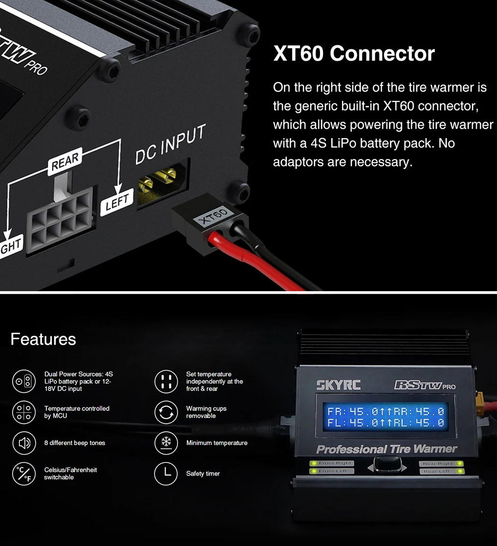 SKYRC Aquecedor de pneus eletrônico MCU RSTW com controle de temperatura para carro de turismo 1/10 1/8