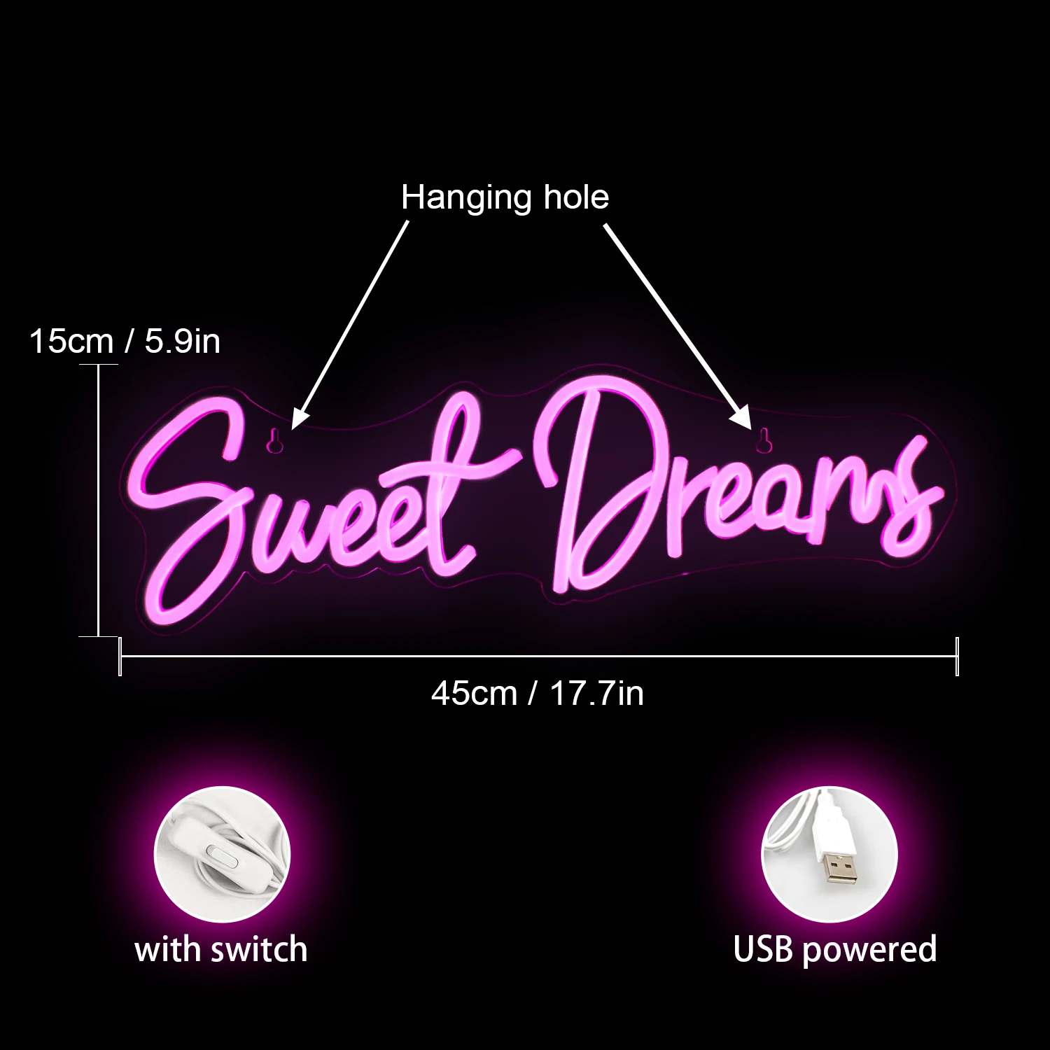 Sweet Dreams Neon Sign For Wall Decor LED Lights Letter Bedroom Room Decoartion Wedding Party Bar Club Marriage Wall Decor Lamp