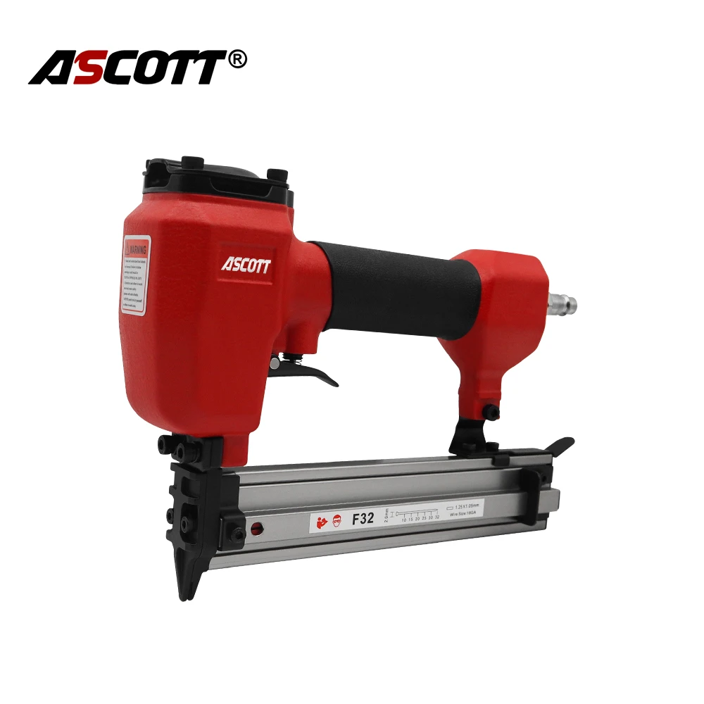 ASCOTT F32 18Ga Brad Nailer Finishing Nail Gun 10-30mm Pneumatic Straight Stapler for Furniture, Framing, Upholstery