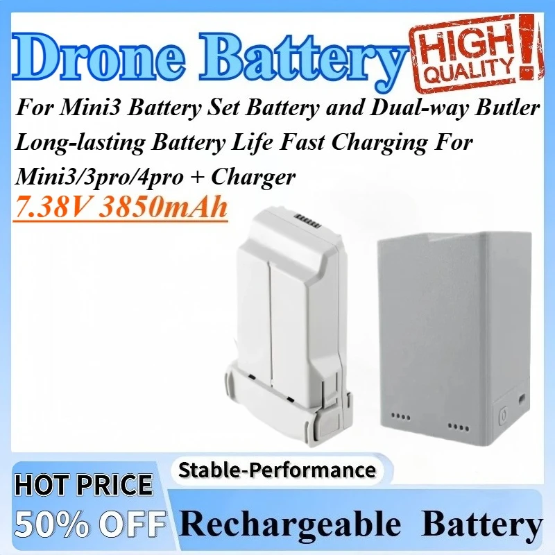 

7.38V 3850mAh For Mini3 Battery Set Battery and Dual-way Butler Long-lasting Battery Life Fast Charging For Mini3/3pro