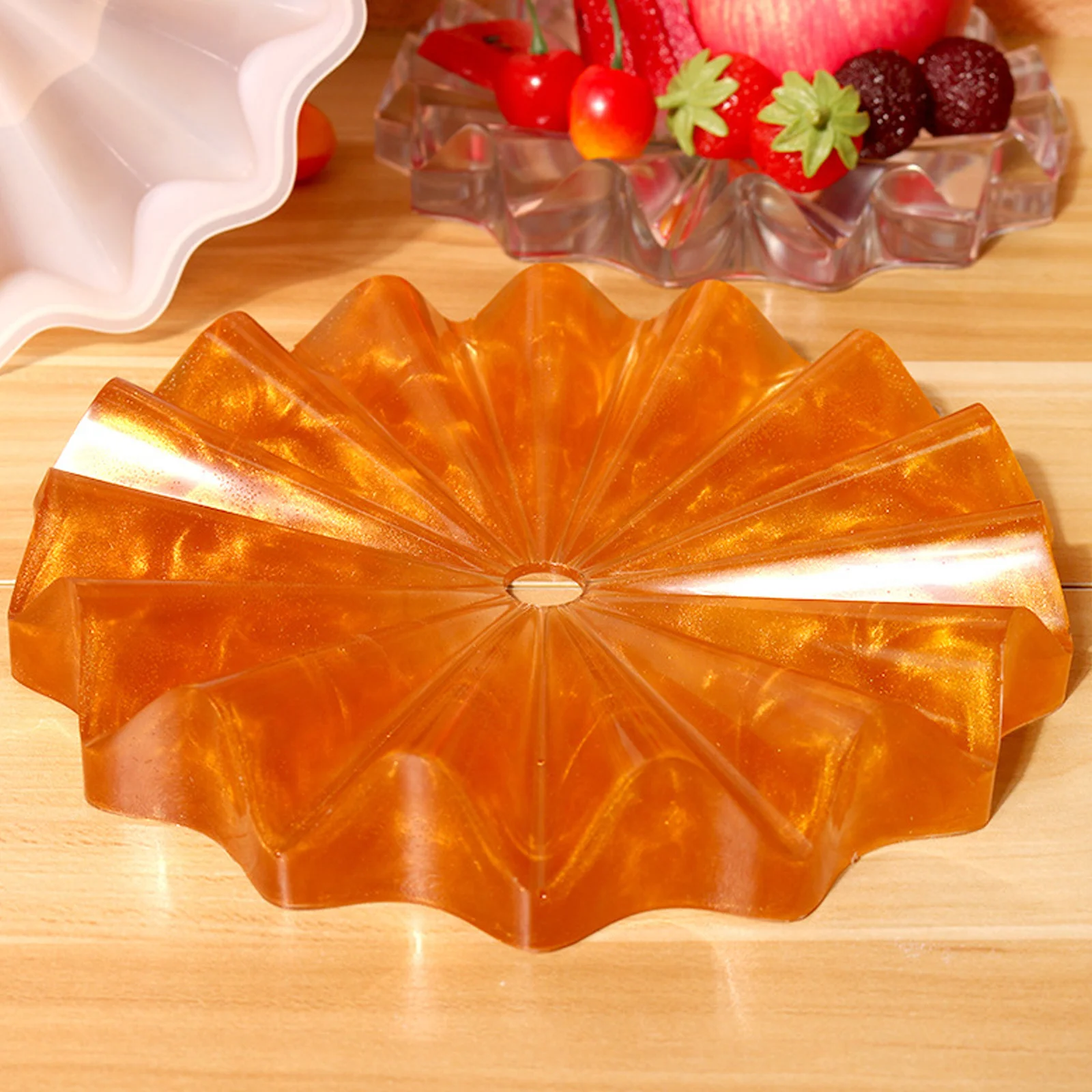

Durable Flexible Reusable Silicone Mold for Fruit Plate DIY Crafts Draining Design Handmade Molds Plate Mold DIY Supply