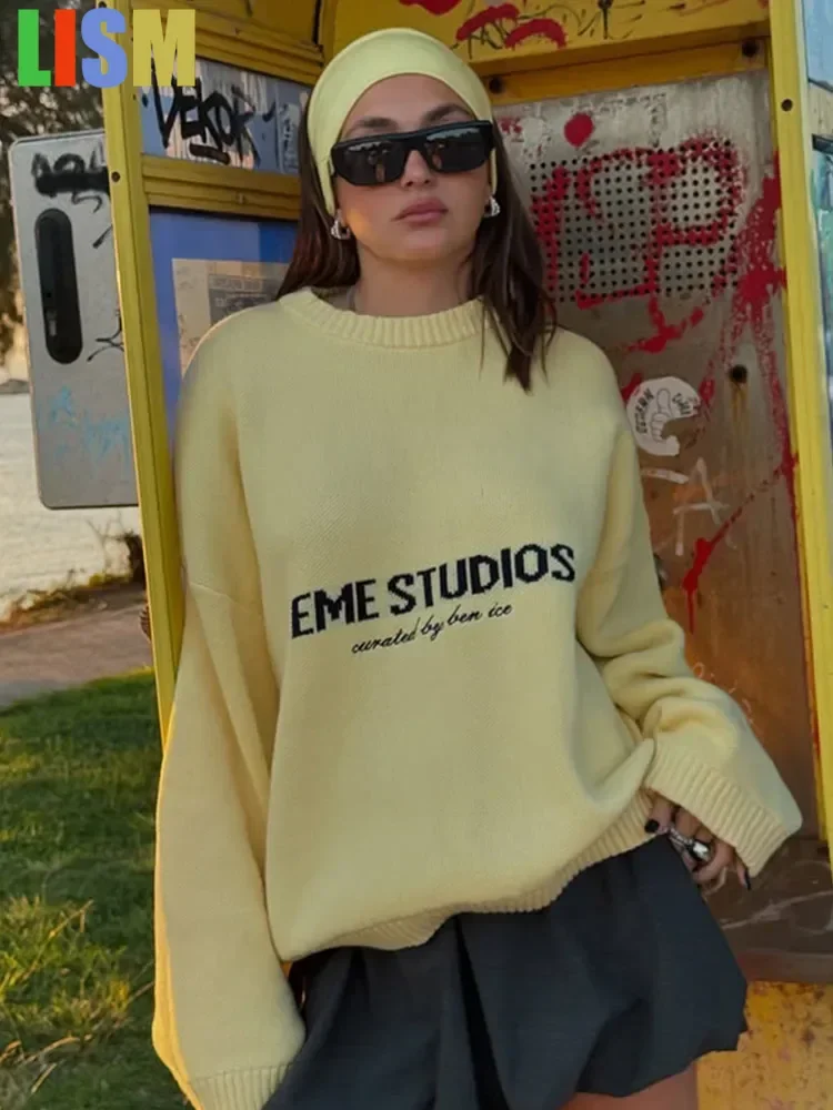 

LISM women's winter clothes y2k hoodies sweatshirt 2025 Knitted Oversize Top Women Sweaters New Lady Daily Street Commute Outfit