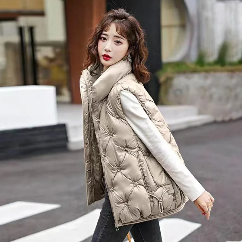 Down Cotton Vest Female 2023 HOT New Autumn And Winter Korean Version Vest Bright Face Wash Foreign Fashion Vest Coat