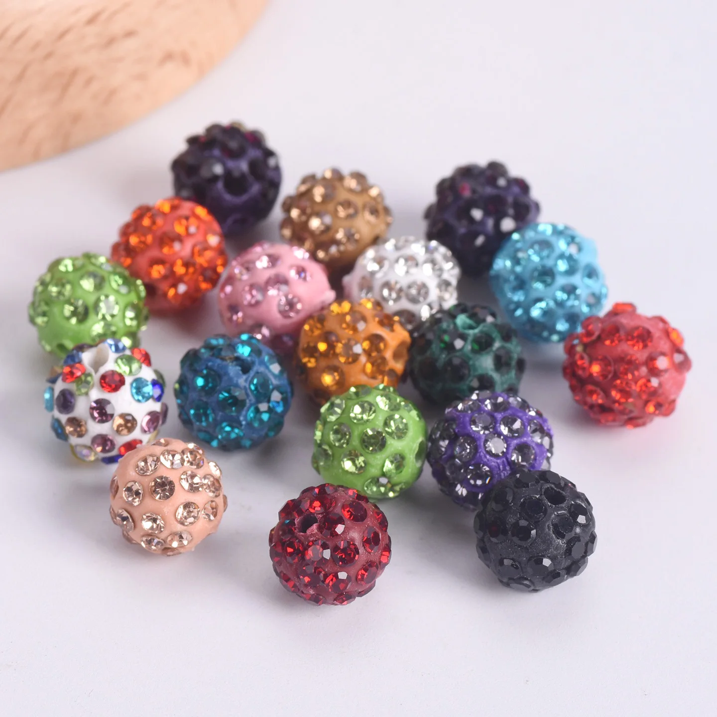 

20pcs 10mm Round Disco Ball Shape Paved Crystal Rhinestones Handmade Clay Loose Beads For Jewelry Making DIY Crafts Findings