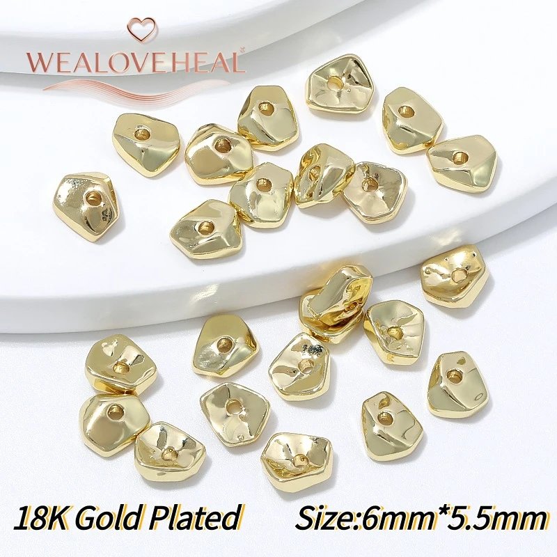 5/10 Stück unregelmäßige geometrische Abstandshalter-Perlen, 18 Karat vergoldetes Messing, 6 mm, lose Perlen für die Herstellung von DIY-Armbändern, Halsketten und Schmuck. – Detail 23