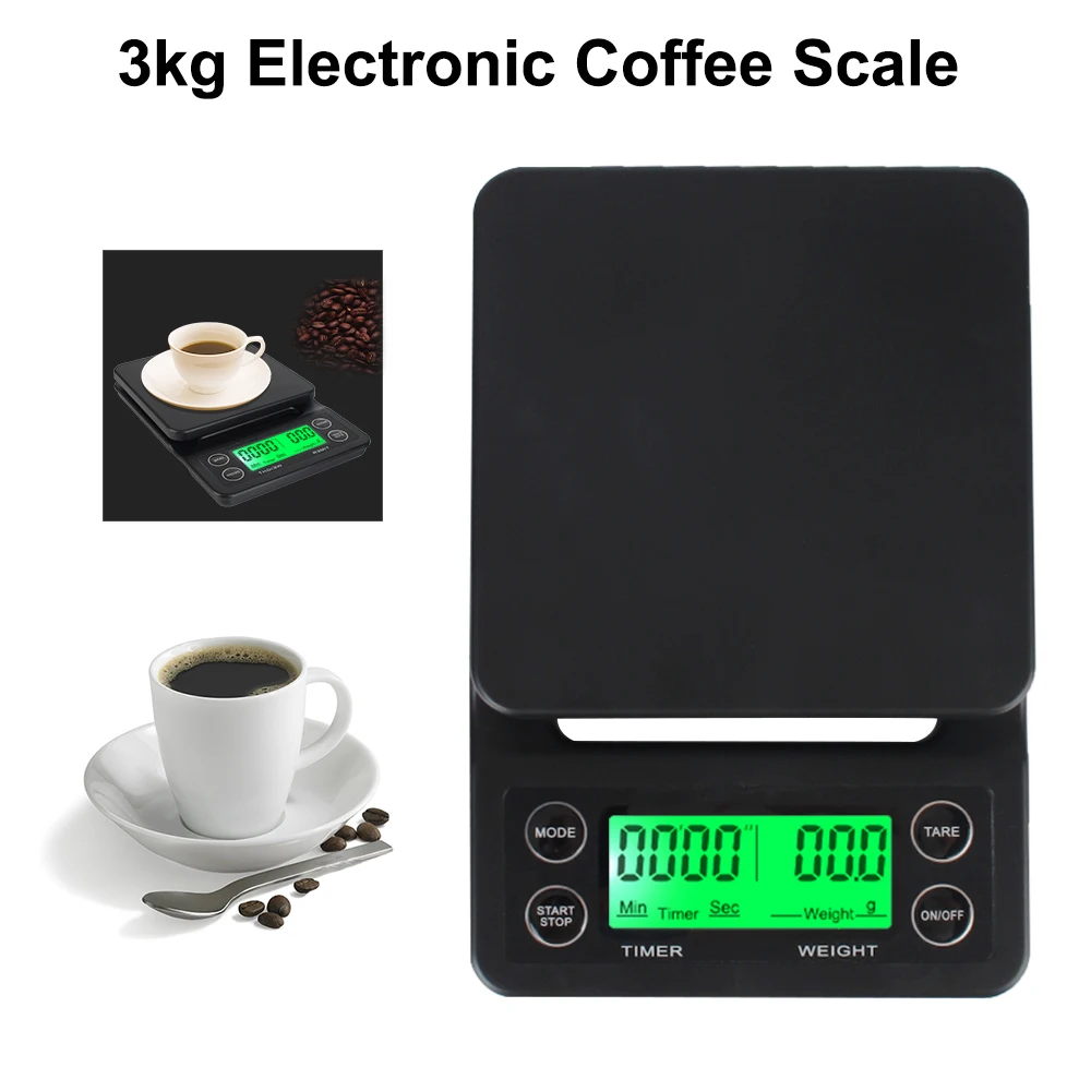 

Mini Household Weighing Scale Kitchen Scales For Food Balance Weighing 3kg 0.1g Digital LCD with Timer Electronic Coffee Scale