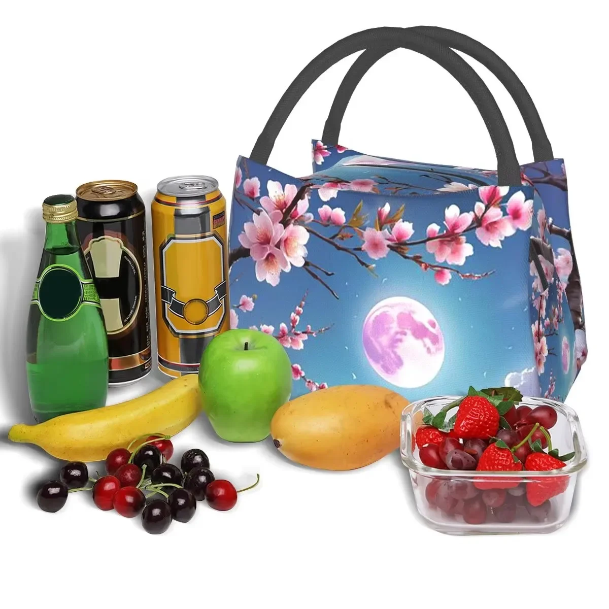 Sakura Cherry Blossom Insulated Lunch Bag for Women Thermal Bento Food Storage Tote